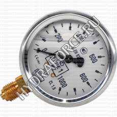 Манометр 1000 бар с первичной поверкой, глицериновый (виброустройчивый) диаметр 63 мм, 1/4" BSP, радиальное присоединение (Wika, Германия)